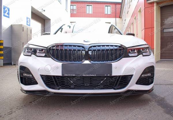 Юбка переднего бампера M Performance на BMW 3 серия G 20 черная